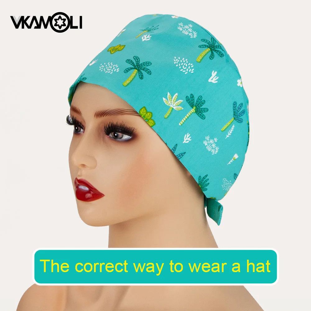 Printed Scrub Cap for Pet Grooming – Work Skull Cap & Women’s Scrubs Hat Accessories