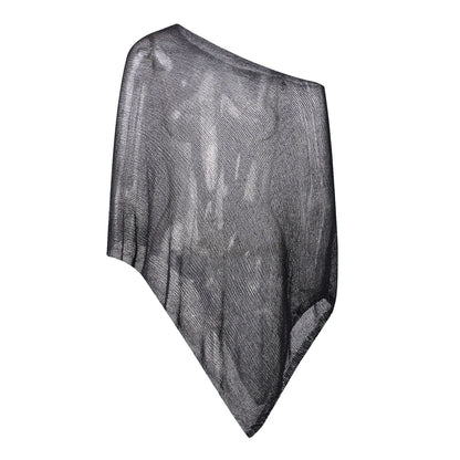 Women's Knit Bikini Cover-Up - Sheer Off-Shoulder Loose Pullover with Irregular Triangle Hem