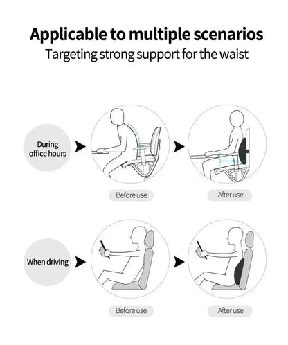 Memory Foam Lumbar Support Cushion – Back Pain Relief Pillow for Car, Office, Gaming Chairs & Postpartum Waist Support