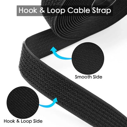 Reusable Nylon Hook & Loop Cable Ties – Adjustable Self-Adhesive Fastening Straps for Cord Management (5M/10M)