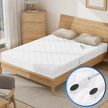 Electric Heating Mattress Cover — Dual Control, Soft Fabric, Adjustable Temperature, Queen Size Bed Warmer
