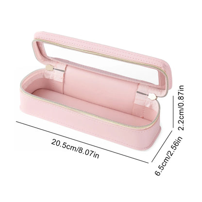 Women’s PU Transparent Makeup Brush Bag – Dual Zipper Travel Cosmetic Brush Holder Case