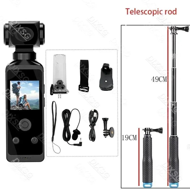 4K Ultra HD Pocket Action Camera — 270° Rotatable Vlog Sports Cam with WiFi, Waterproof Case & Helmet Mount