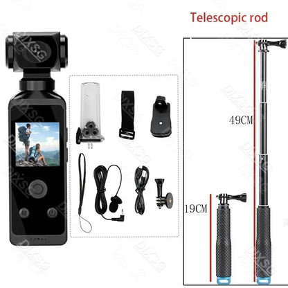 4K Ultra HD Pocket Action Camera — 270° Rotatable Vlog Sports Cam with WiFi, Waterproof Case & Helmet Mount
