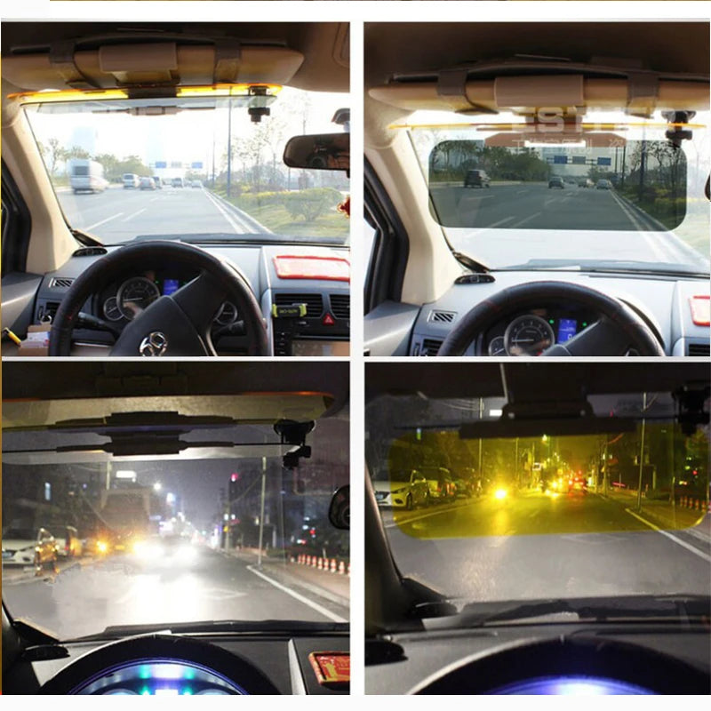 HD Anti-Sunlight Car Sun Visor: Day/Night Vision Driving Mirror, UV Fold Flip Down, Clear View Interior Mirrors - Reduce Dazzling Glare