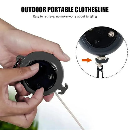 Outdoor Retractable Clothesline 10M – Portable Adjustable Camping Clothes Drying Rack, Windproof Washing Line Rope