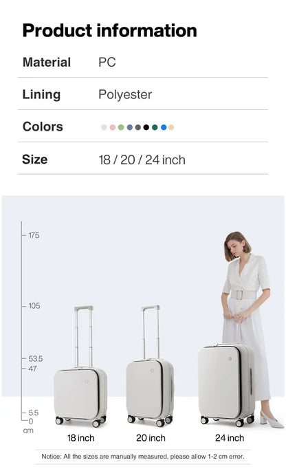 Mixi Aluminum Frame Carry-On Suitcase — Patent Design Rolling Luggage for Cabin, 18/20/24 Inch M9260