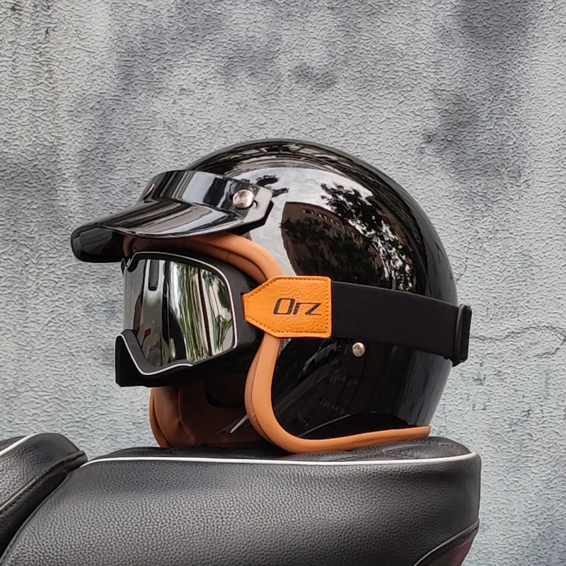 Retro 3/4 Semi-Open Motorcycle Helmet — Cross-Country Winter Riding Accessories