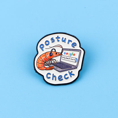 Shrimp Enamel Pin – Funny “Check” Quote Lapel Brooch for Backpacks, Women’s Fashion & Gifts
