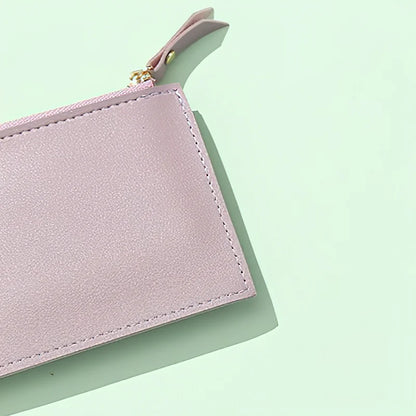 Women’s PU Leather Mini Wallet — Slim Hasp & Zipper Purse, Multi-Card Holder with Coin Pocket, Small Solid Short Wallet