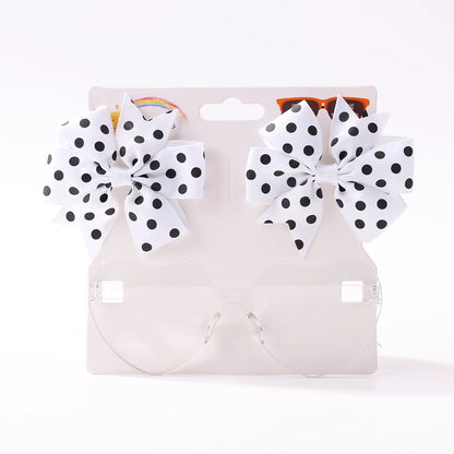 3Pcs/Pack Solid Dot Hair Bows – Colorful Boutique Bowknot Clips for Girls, Heart & Sunglasses Hair Accessories