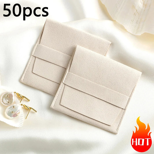 Microfiber Velvet Jewelry Pouch – 1/10/50pcs Gift Bags for Earrings, Necklaces & Wedding Packaging