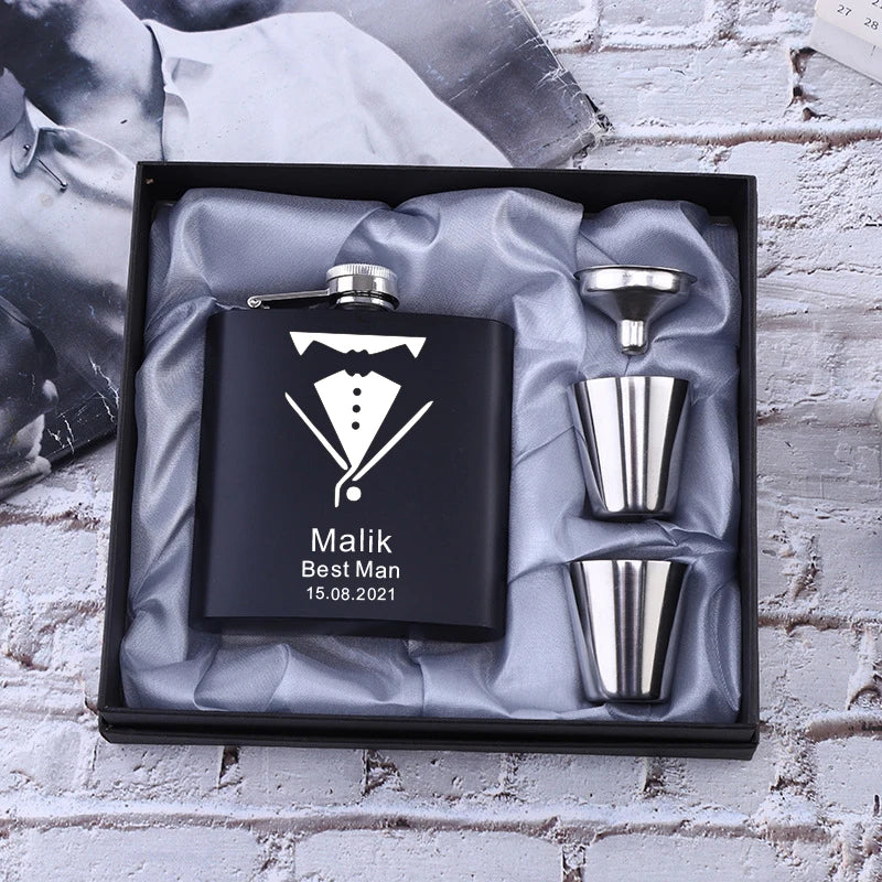 Personalized 6oz Stainless Steel Hip Flask – Engraved Christmas, Birthday, Valentine's Day Gift, Custom Logo for Wedding Favors   2/2
