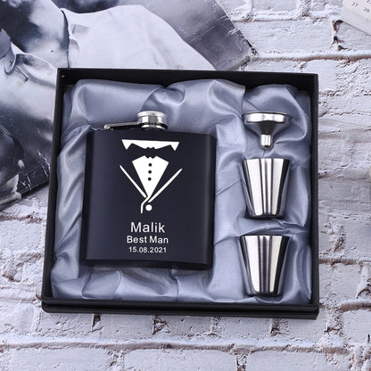 Personalized 6oz Stainless Steel Hip Flask – Engraved Christmas, Birthday, Valentine's Day Gift, Custom Logo for Wedding Favors   2/2