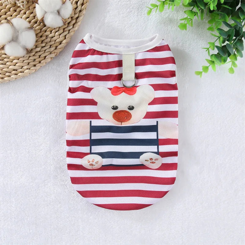 Cooling Summer Pet Vest - Soft Cartoon Dog Cat Shirt for Small Medium Large Dogs Puppy French Bulldog Clothing