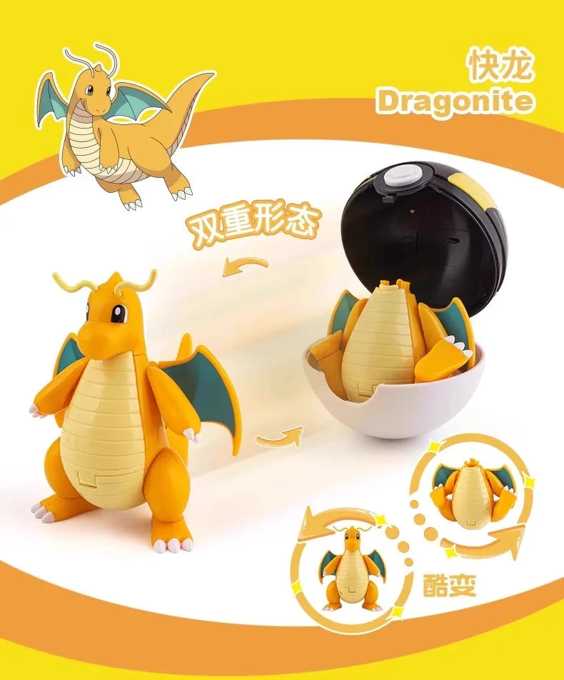 Pokemon Action Figures Set – Pikachu, Gengar, Dragonite, Snorlax & Pokeball Toys
