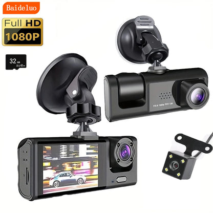 1080P Dual Camera Dash Cam - Front and Interior Car DVR with IR Night Vision, Loop Recording and Wide Angle Lens
