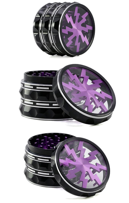 60mm 4-Part Aluminum Herb Grinder – Metal Spice Mill with Transparent Skylight for Tobacco & Smoking Accessories