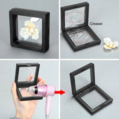 10-Pack 3D Floating Frame Display Stand – Transparent Jewelry Storage Case