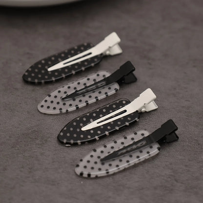 4-Piece Black & White Acrylic Hair Clips - Traceless Duckbill Clips for Styling Bangs and Hair