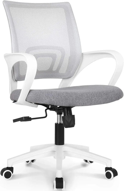 Ergonomic Office Chair – Mid Back Desk Chair with Lumbar Support, Mesh Cushion, Adjustable Swivel & Rolling for Home & Gaming