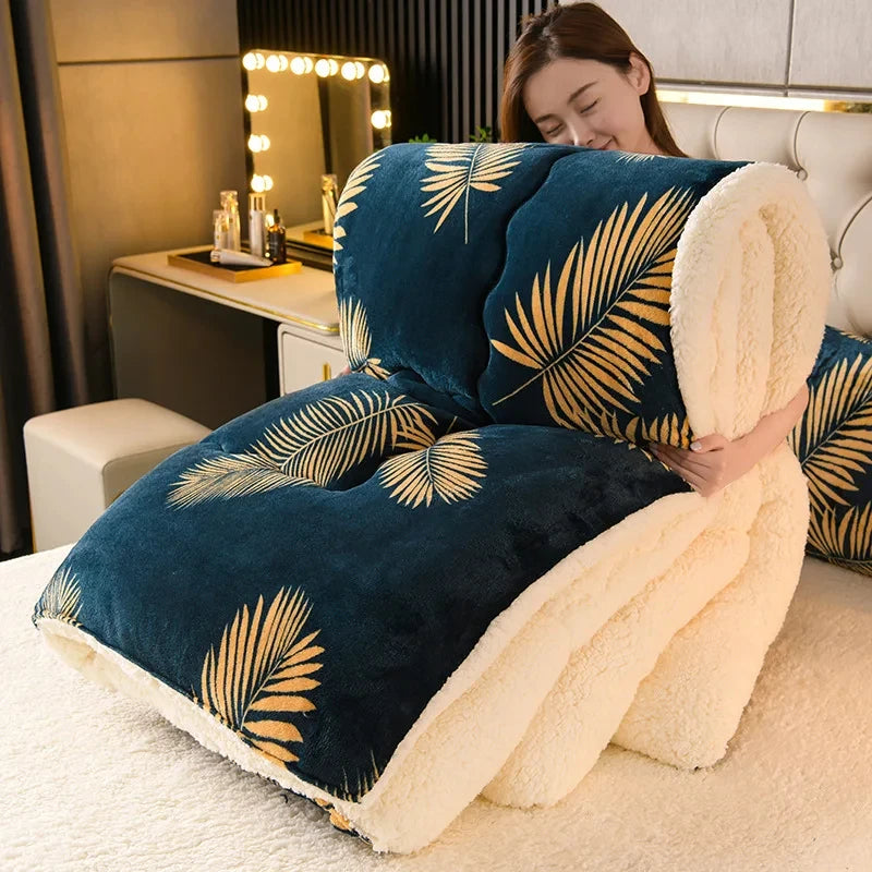 Winter Bedding Thick Quilt – Warm Flannel Fleece Comforter, Thickened Duvet Set for Cold Nights