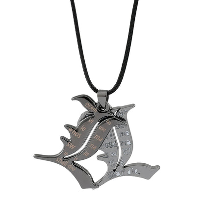 Death Note L Logo Pendant Necklace - Black Rope Leather Gothic Choker for Men and Women