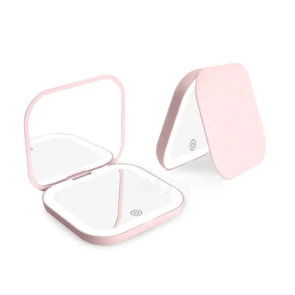 LED Lighted Compact Makeup Mirror - 1X/2X Magnifying Folding Pocket Travel Mirror for Purse & Gift