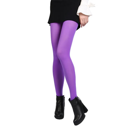 Women Black Opaque Tights - 120D Seamless Warm Nylon Footed Pantyhose Stockings For Winter And Autumn