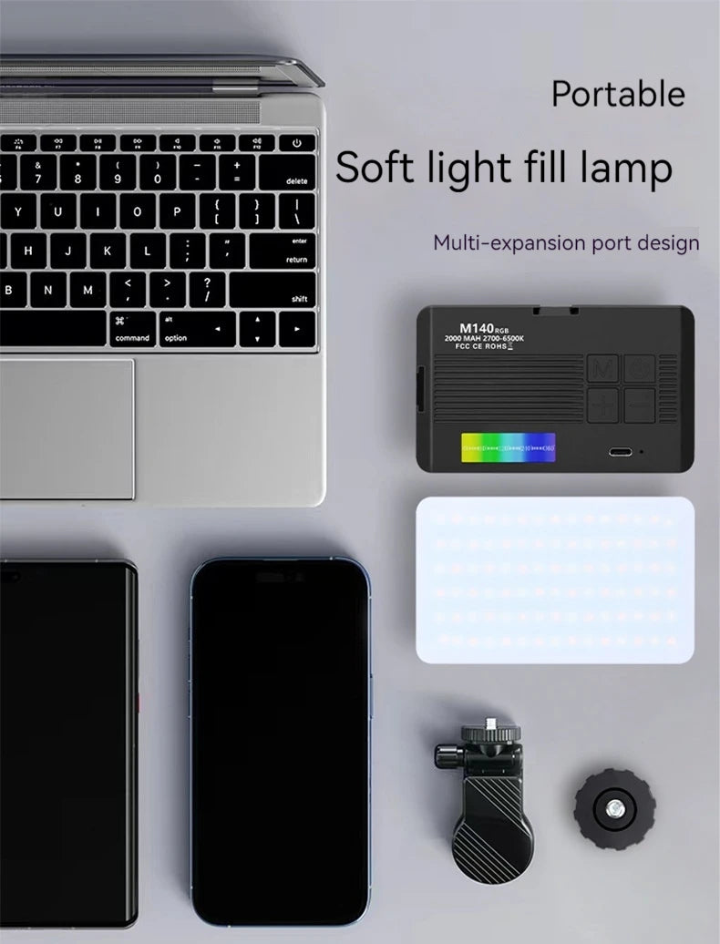 Mini Rechargeable M140 RGB Camera Fill Light - Portable LED Selfie & Live Broadcast Light for Mobile Photography