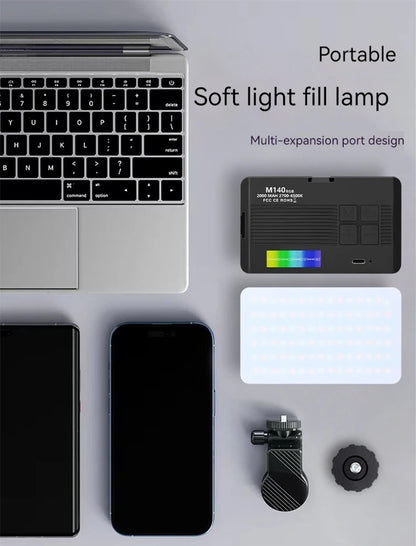 Mini Rechargeable M140 RGB Camera Fill Light - Portable LED Selfie & Live Broadcast Light for Mobile Photography