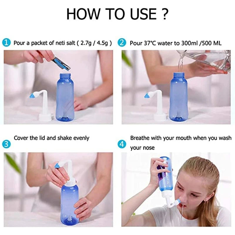 300ml Baby Nasal Wash Irrigator Bottle — Spray Aspirator Syringe for Rhinitis Treatment