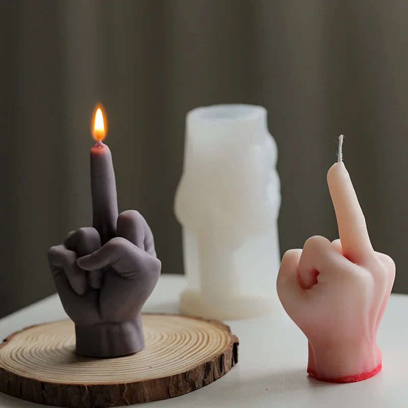 3D Middle Finger Candle Silicone Mold | DIY Gesture Aromatherapy Craft Tool | Soap, Resin, Plaster Art Making | Holiday Party Gift Idea