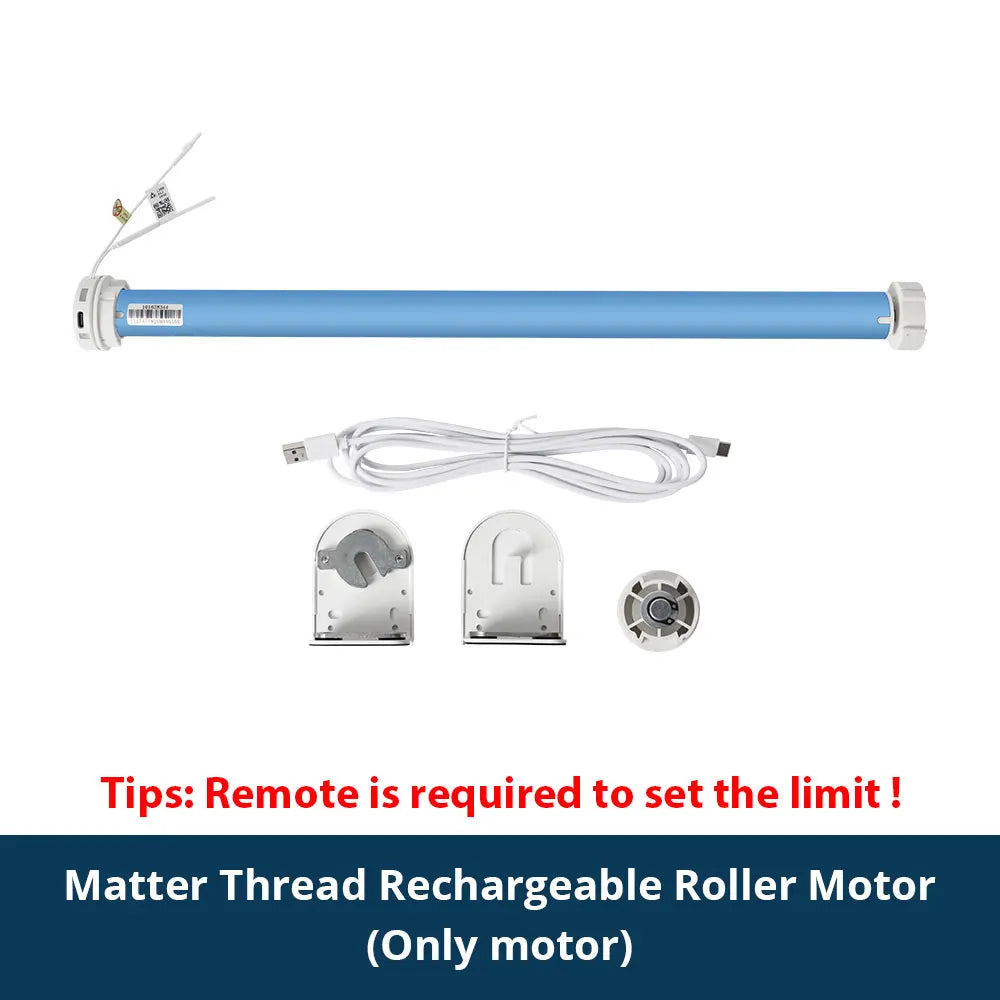 Zemismart Matter Smart Roller Shade Blinds – Motor with Built-in Battery, 38mm Tube, Compatible with HomeKit, Google Home, SmartThings App