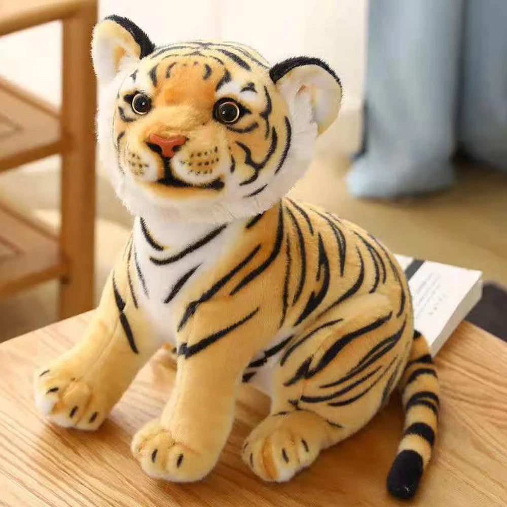 20-25cm Giant Realistic Tiger & Collie Dog Plush – Cute Forest Animal Pillow Toy Gift for Girls