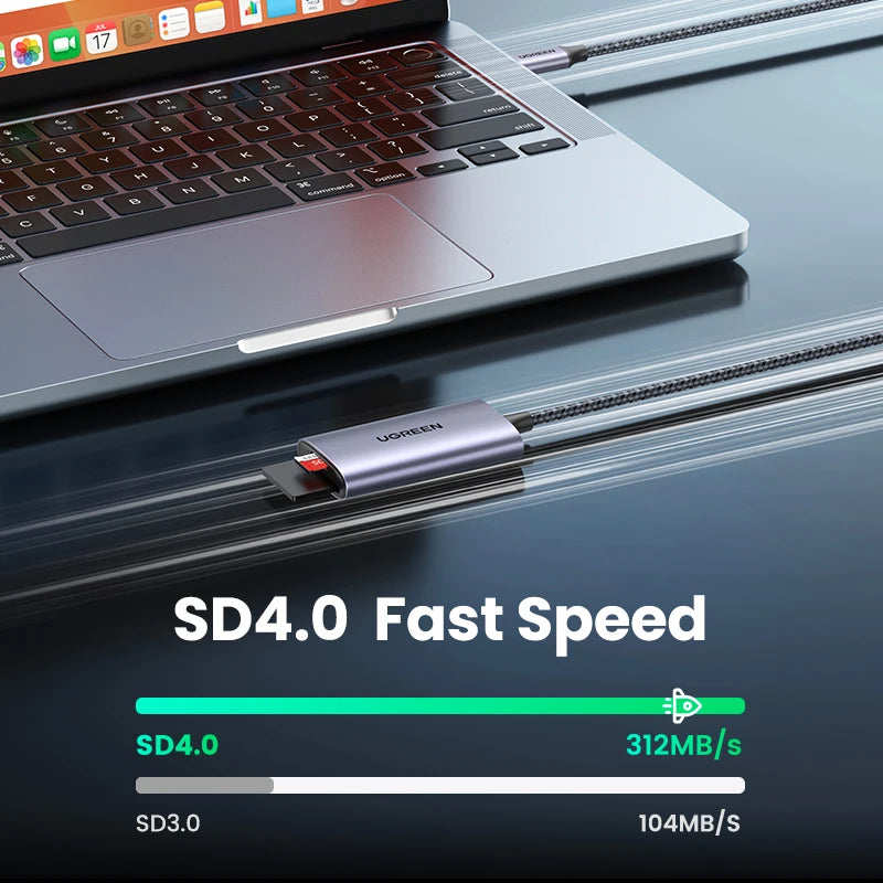UGREEN USB-C SD 4.0 Card Reader - 312MB/s USB 3.0 Adapter for SD, MicroSD & TF Cards, MacBook, PC, iPhone & Samsung Devices