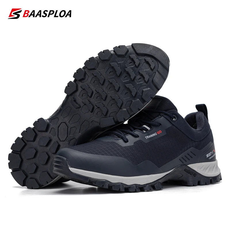 Baasploa Men's Waterproof Hiking Shoes – Anti-Skid, Wear-Resistant Outdoor Sneakers for Travel & Sports