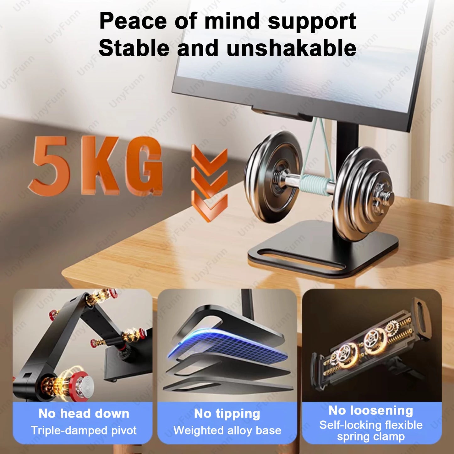 Portable Adjustable Monitor Clamp Stand – Expandable Laptop & Gaming Screen Mount for Vertical Display & Phone Support