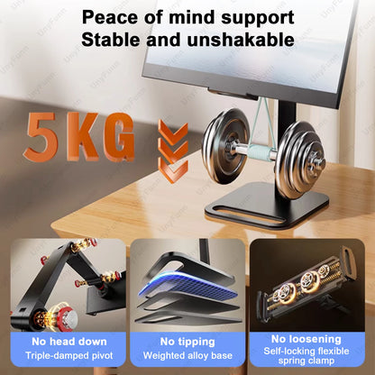 Portable Adjustable Monitor Clamp Stand – Expandable Laptop & Gaming Screen Mount for Vertical Display & Phone Support