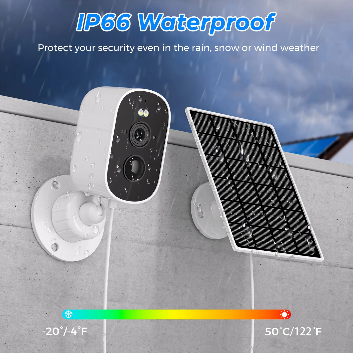 1080P WiFi Solar Security Camera – Wireless Outdoor Bullet Camera with PIR Motion Alarm, Two-Way Audio & Cloud Storage