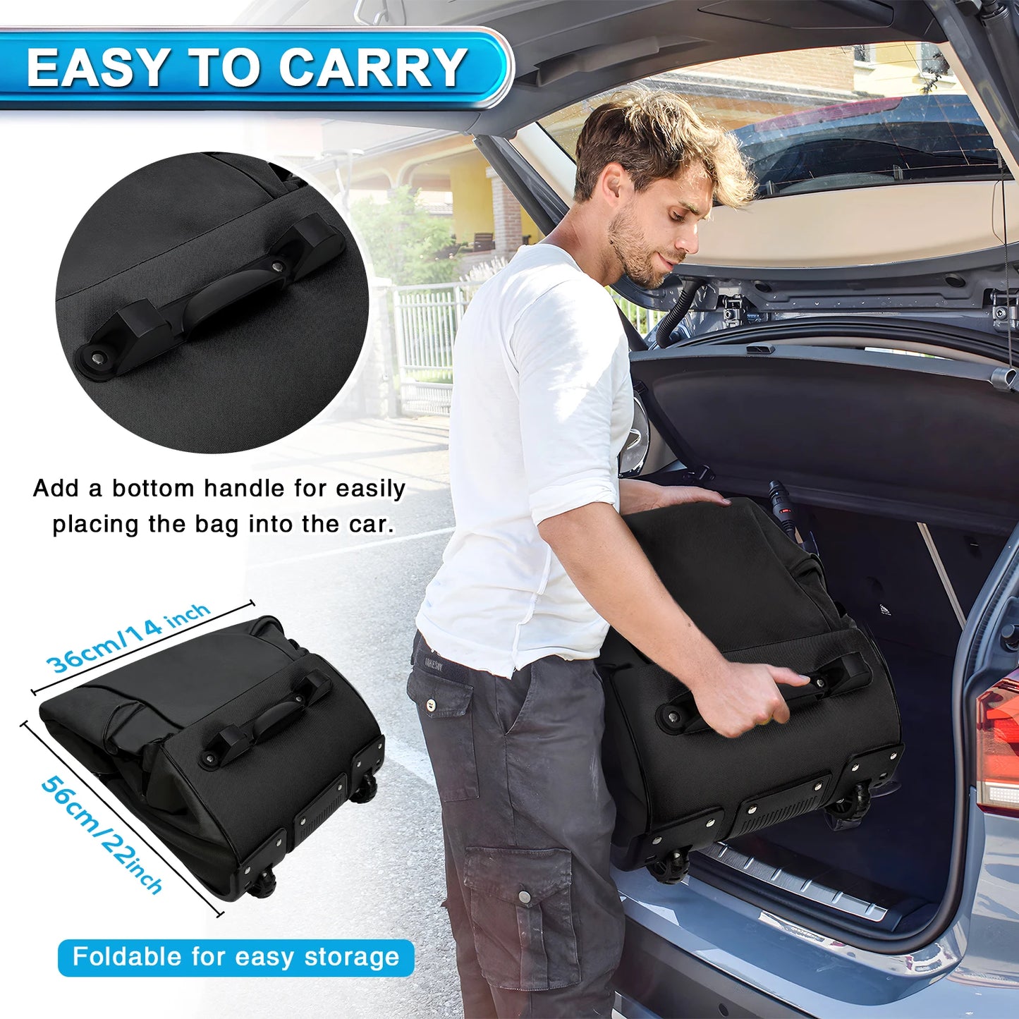 Heavy Duty Golf Travel Bag – 900D Polyester Oxford, Wear-Resistant, Foldable Soft-Sided Case with Zipper & Wheels