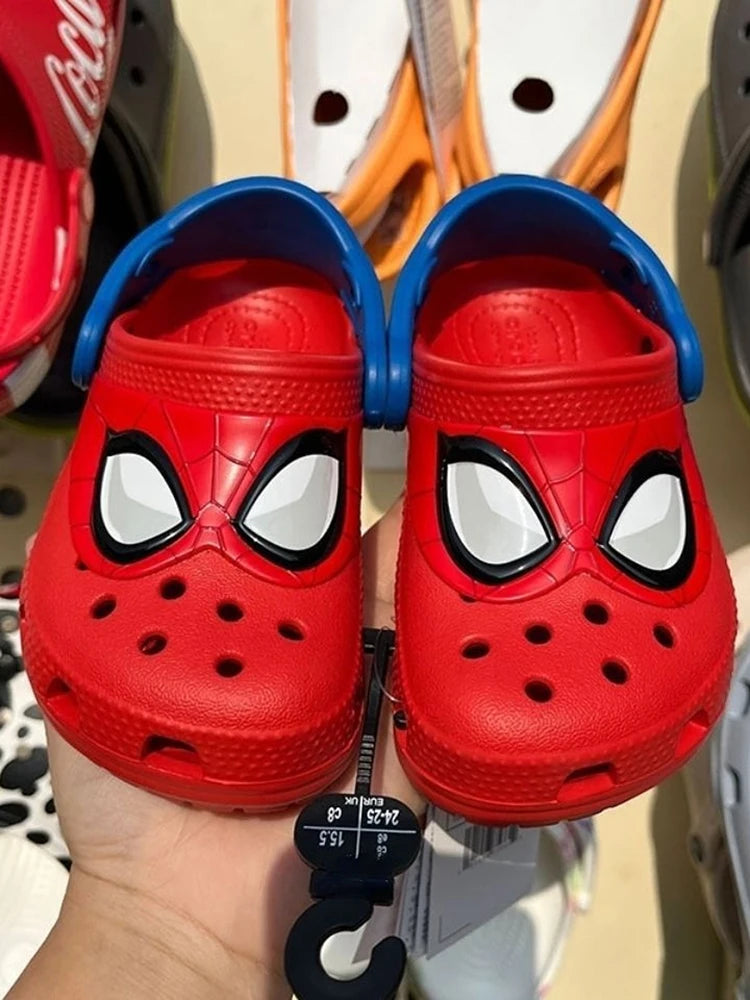 Cartoon Hole Sandals Slippers — Red EVA Hollow-Out Beach Shoes for Boys & Girls, Breathable Casual Jelly Garden Footwear Gift