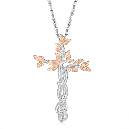 Heart Cross Pendant Necklace for Women – Double Color Aesthetic Choker Chain with Cross Design, Stainless Steel Christmas Gift Jewelry N231