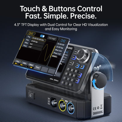 FNIRSI TSG6020/TSG3020 Signal Generator - Dual-Channel 60MHz/30MHz 200MSa/s Function Generator with 4.3" Touchscreen for Electronics Testing
