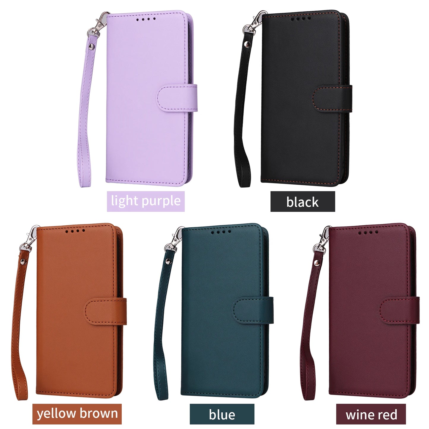2-in-1 Magnetic Card Slot Leather Wallet Case for Xiaomi Redmi Note 13 Pro Plus, 12, 13C, 13T, C65 & POCO X6 5G – Stand Bag with Strap Cover