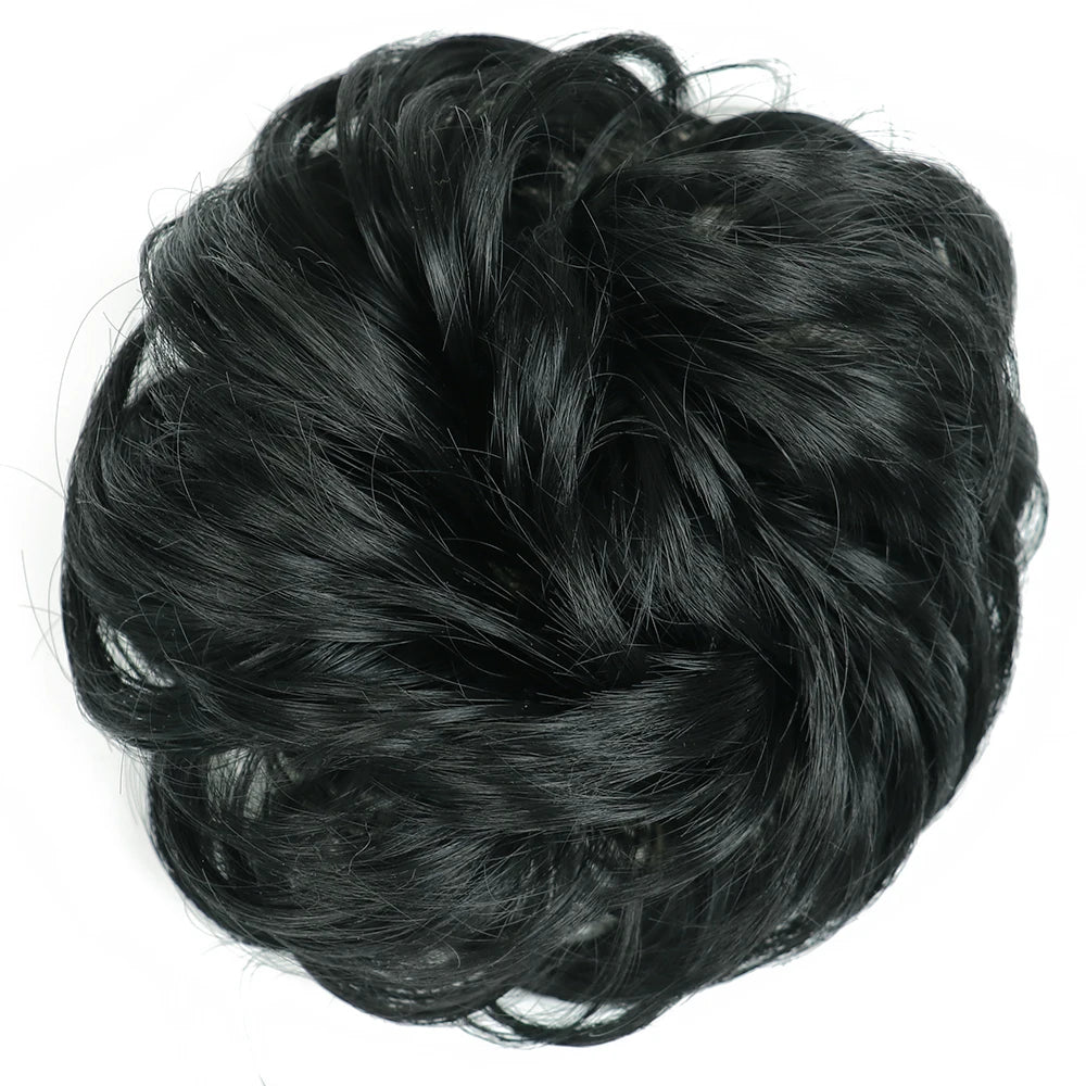 Azqueen Synthetic Messy Bun Chignon – Gray Brown Hair Bun Pad with Elastic Rope & Rubber Band Hair Extensions