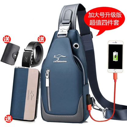 Men's Waterproof Oxford Chest Bag – Korean Style Casual Sport Crossbody Shoulder Messenger Bag