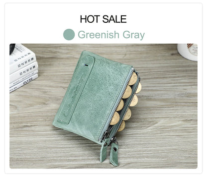CONTACT'S Genuine Leather Short Wallet for Women — Luxury Designer Card & Coin Holder, Mini Money Clip Wallet with Free Shipping