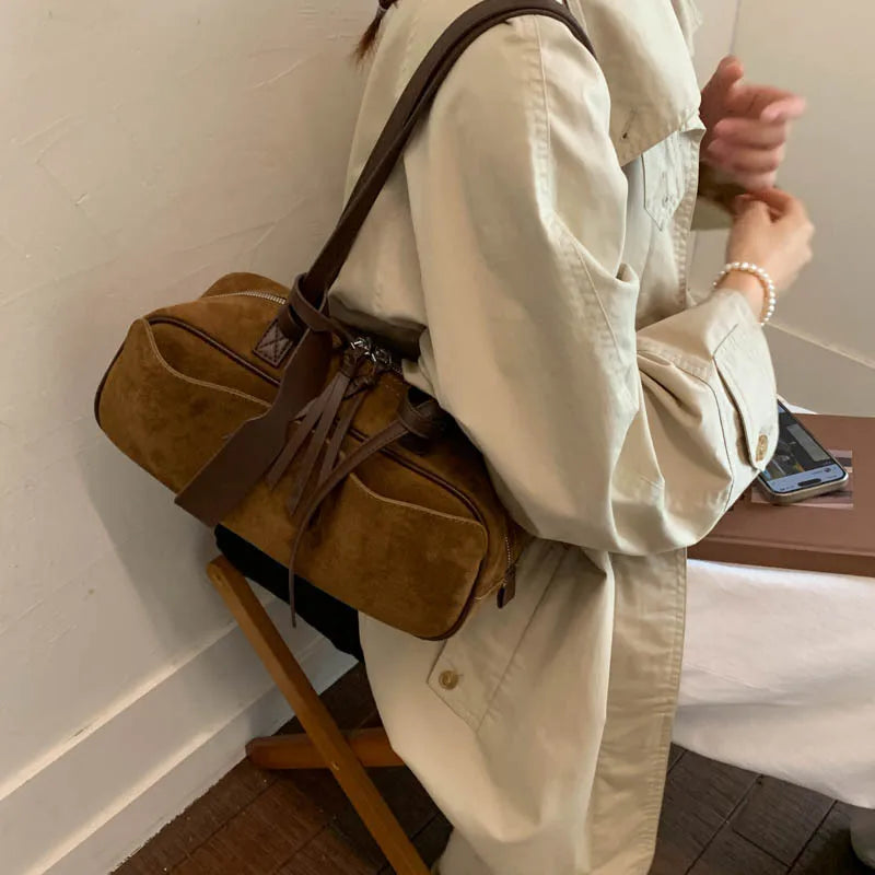2025 Winter Women’s Suede PU Leather Shoulder Bag – Luxury Designer Crossbody Handbag Soft Leather Everyday Fashion Purse