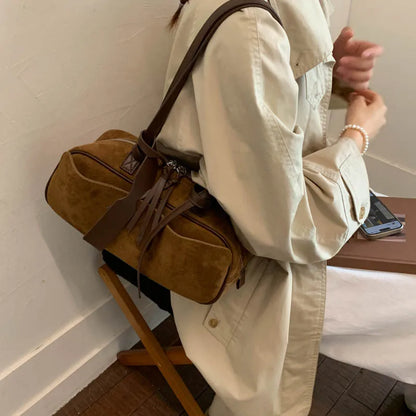 2025 Winter Women’s Suede PU Leather Shoulder Bag – Luxury Designer Crossbody Handbag Soft Leather Everyday Fashion Purse